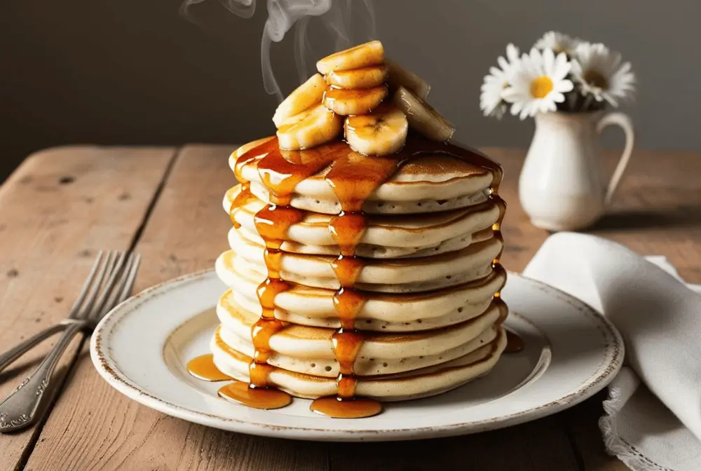 A Stack of Bananas Foster Pancakes