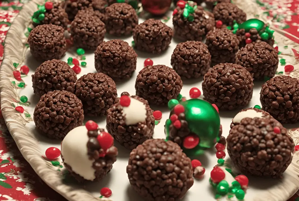 Chocolate Rice Krispie Balls final dish