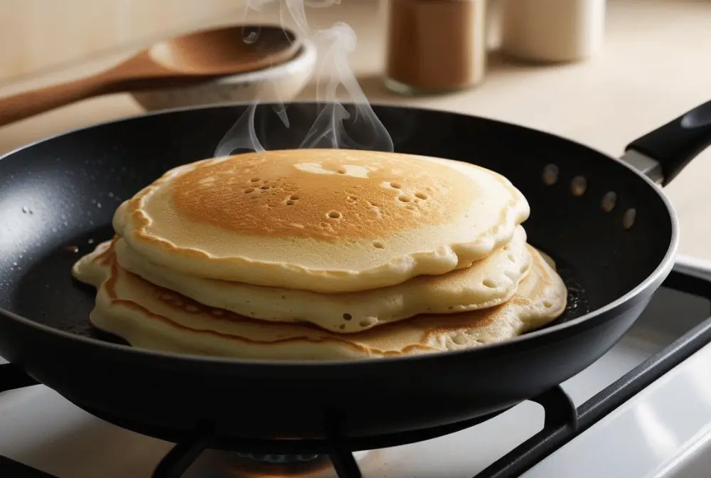 Cooking Fluffy Pancakes for Bananas Foster