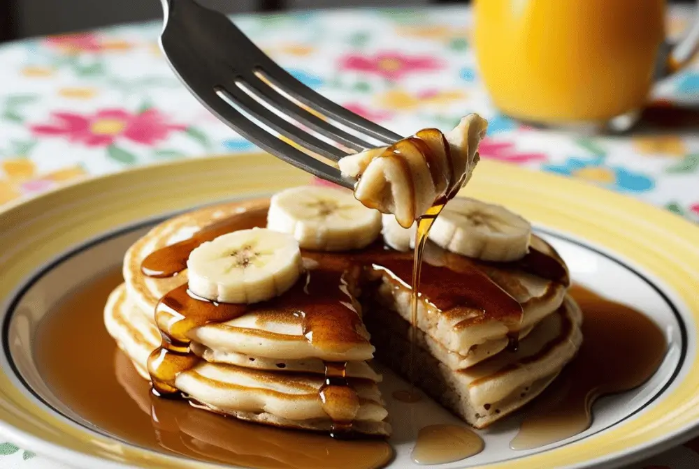 Serving a Delicious Bite of Bananas Foster Pancakes