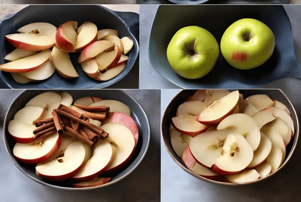 apple cobbler with cake mix cooking 2