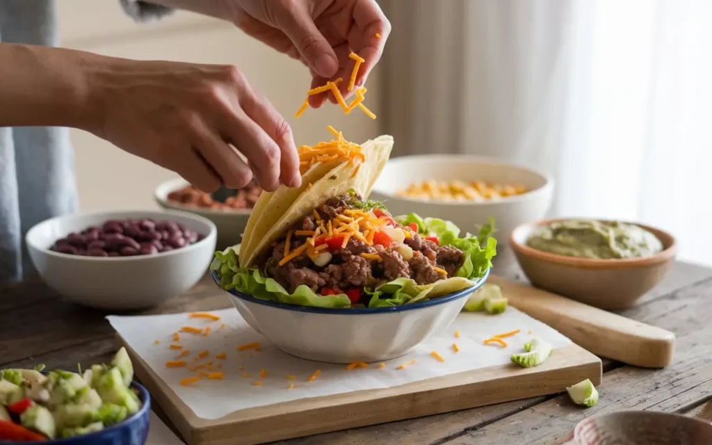 Assembling the Taco Bowl