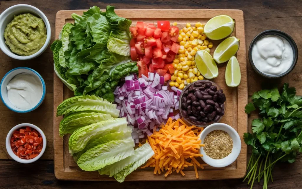 Fresh Taco Salad Recipe Ingredients Layout