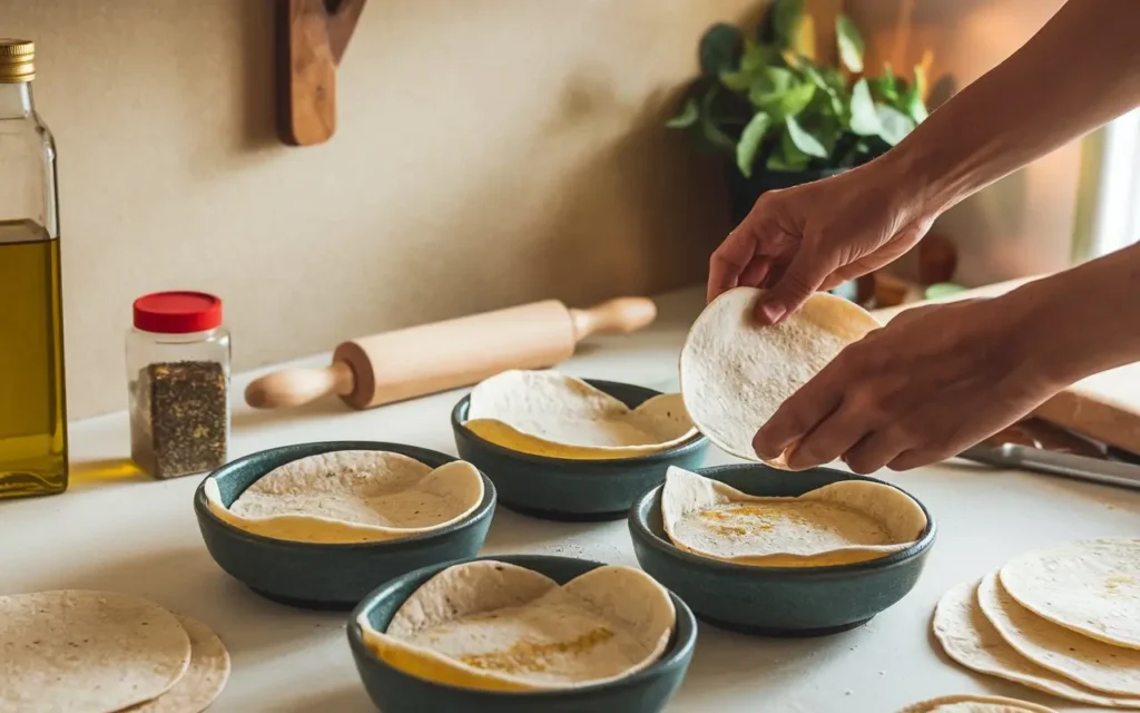 Preparing the Taco Salad Shells