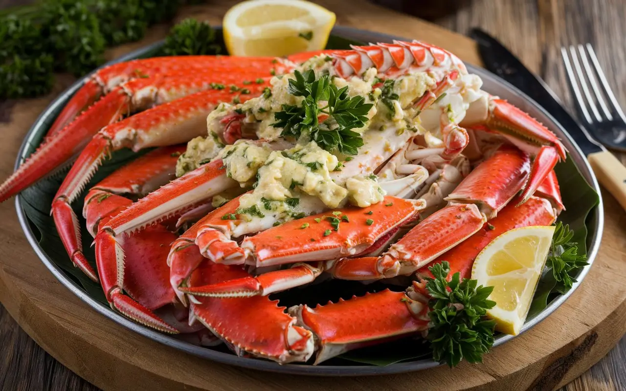 a homemade steamed snow crab legs