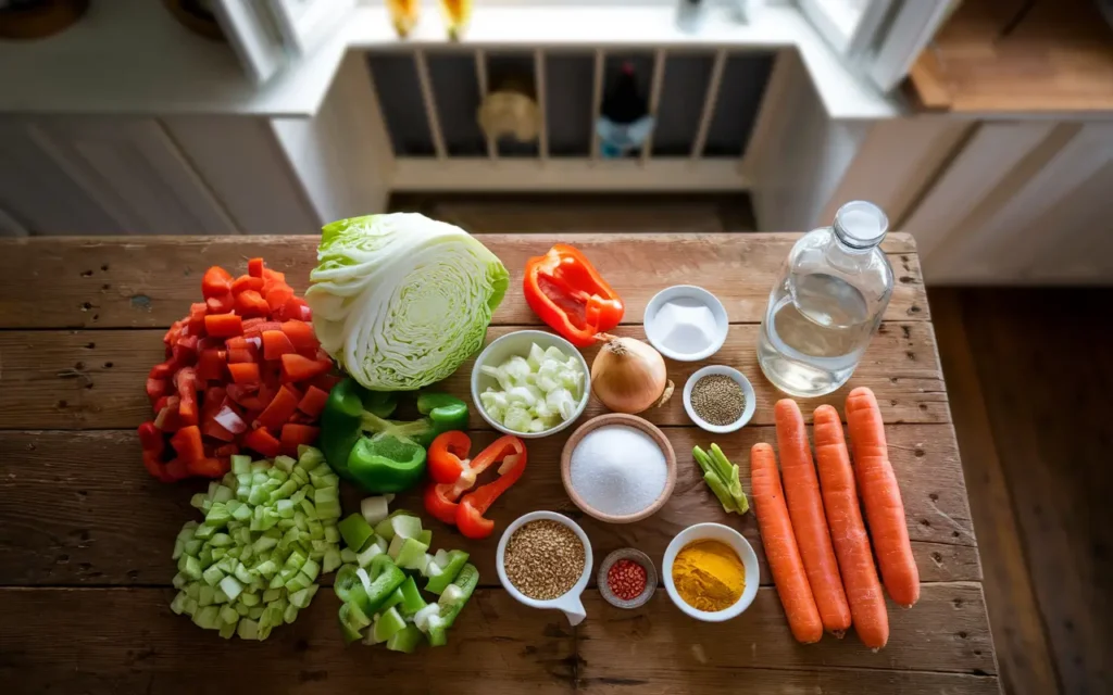 ingredients for homemade chow chow relish recipe